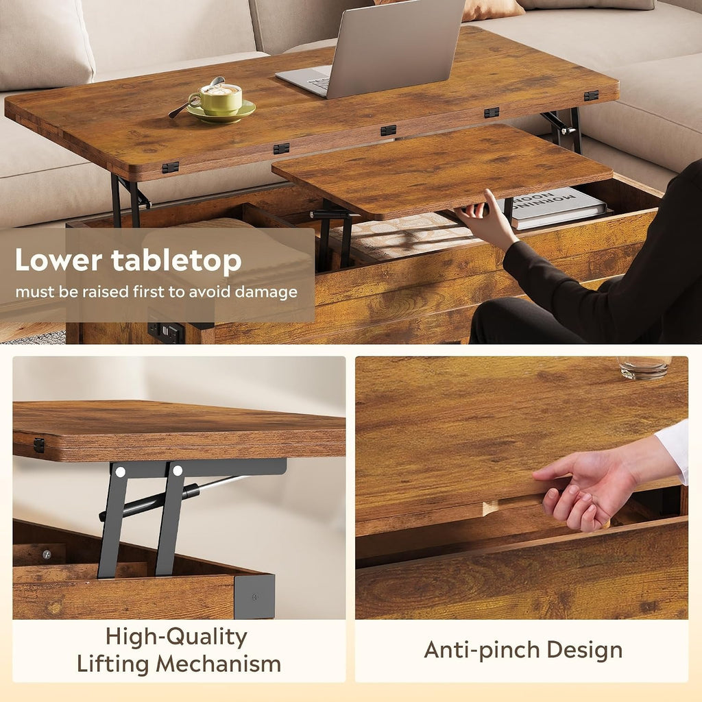40 lift top coffee table 4in 1 coffee tables storage 2 - Temu