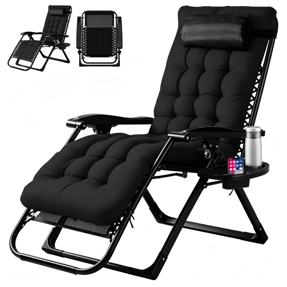 1pc zero gravity recliner foldable patio chair   cup - Temu