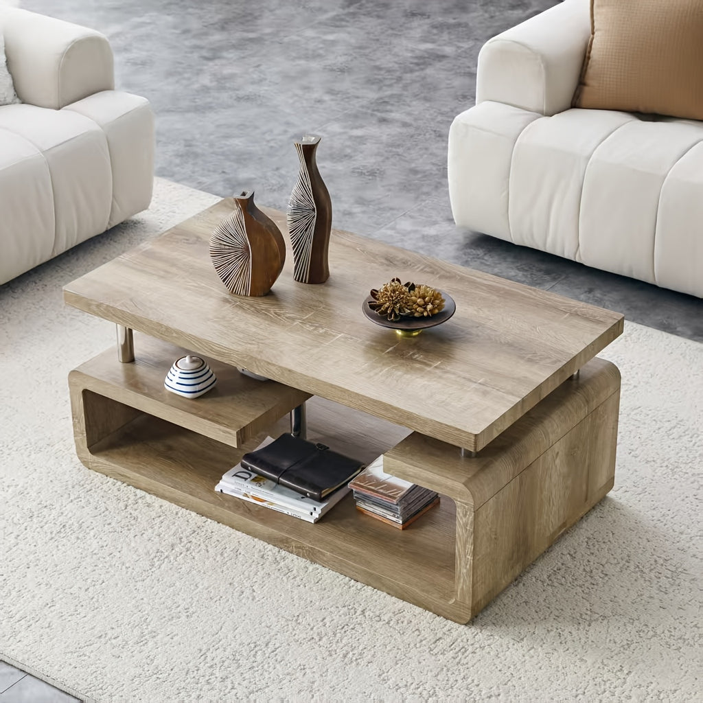 contemporary three tier mdf coffee table featuring a sleek - Temu