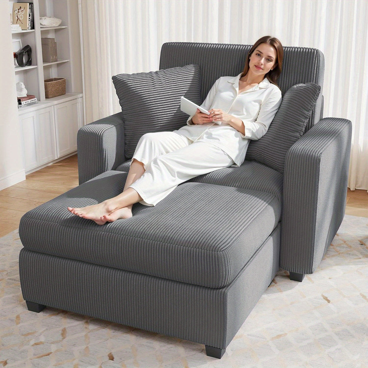 42 oversized chaise lounge chair indoor corduroy upholstered - Temu
