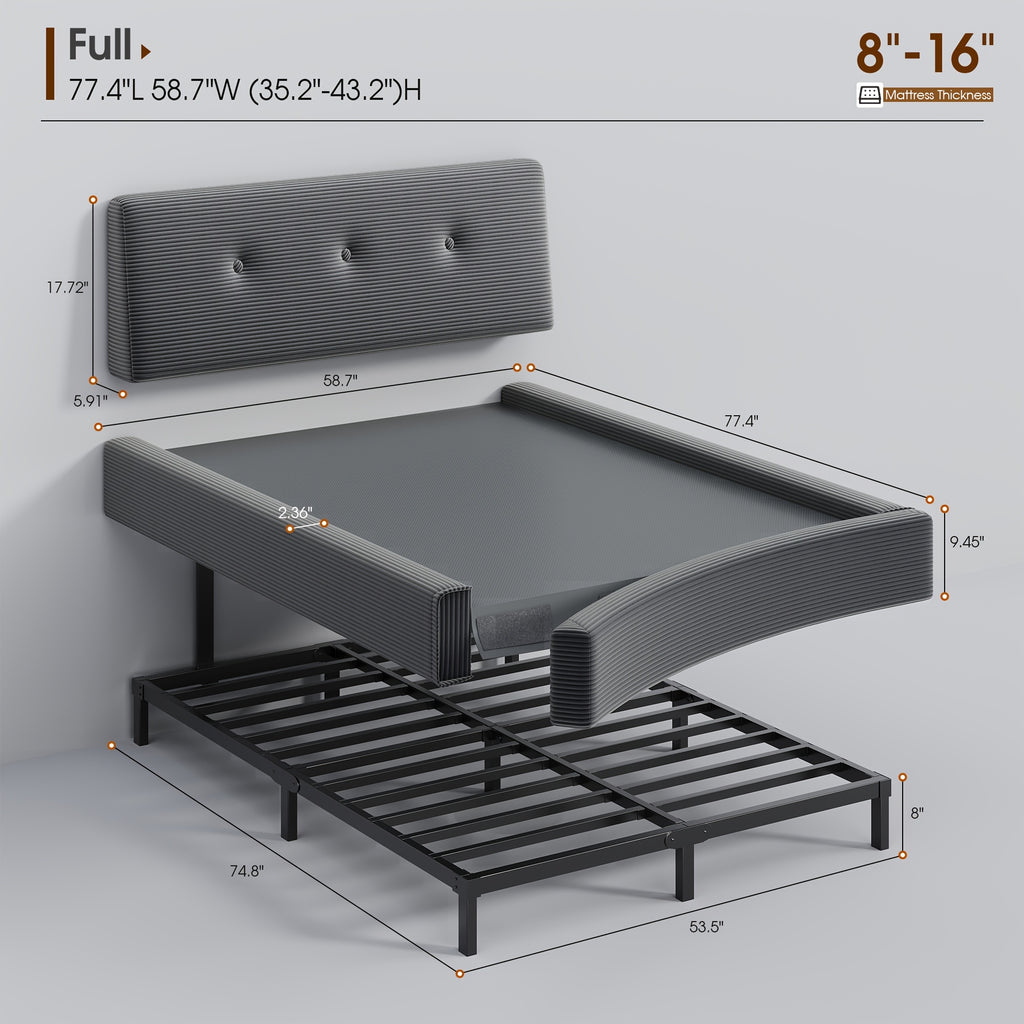 cloud bed frame adjustable headboard upholstered soft king - Temu