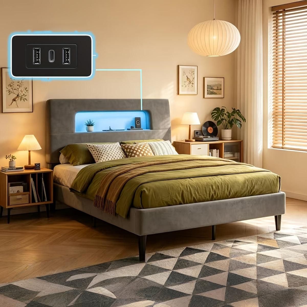 king queen full twin bed frame velvet material soft - Temu