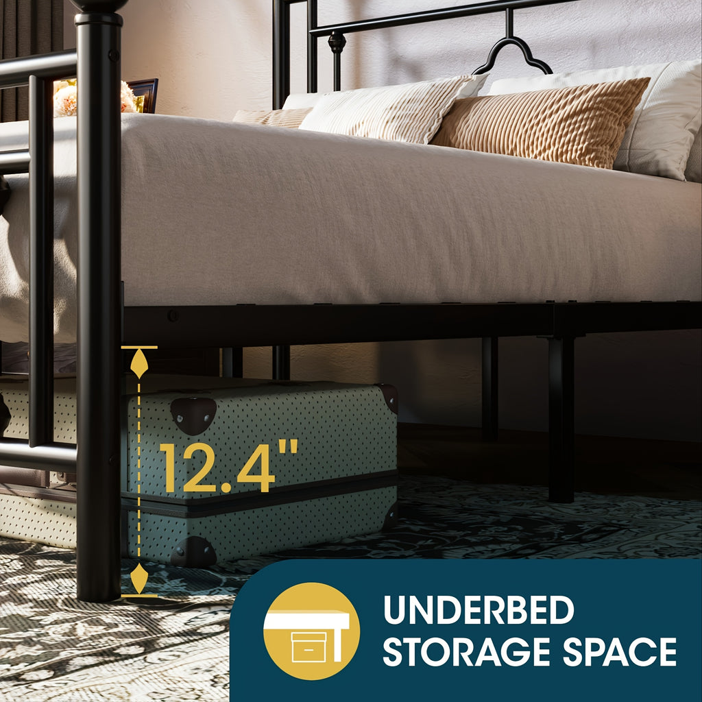 modern metal platform bed frame   art - Temu