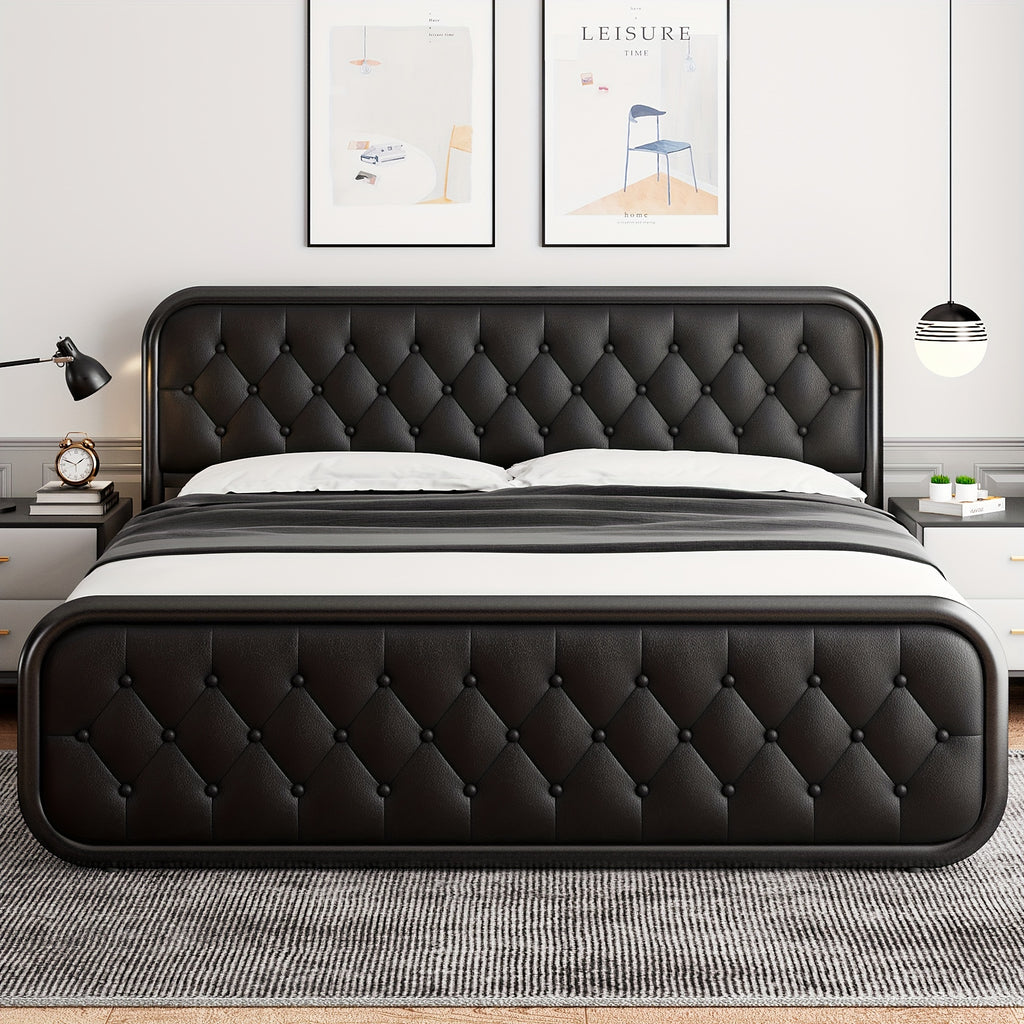 metal bed frame platform bed frame faux leather - Temu