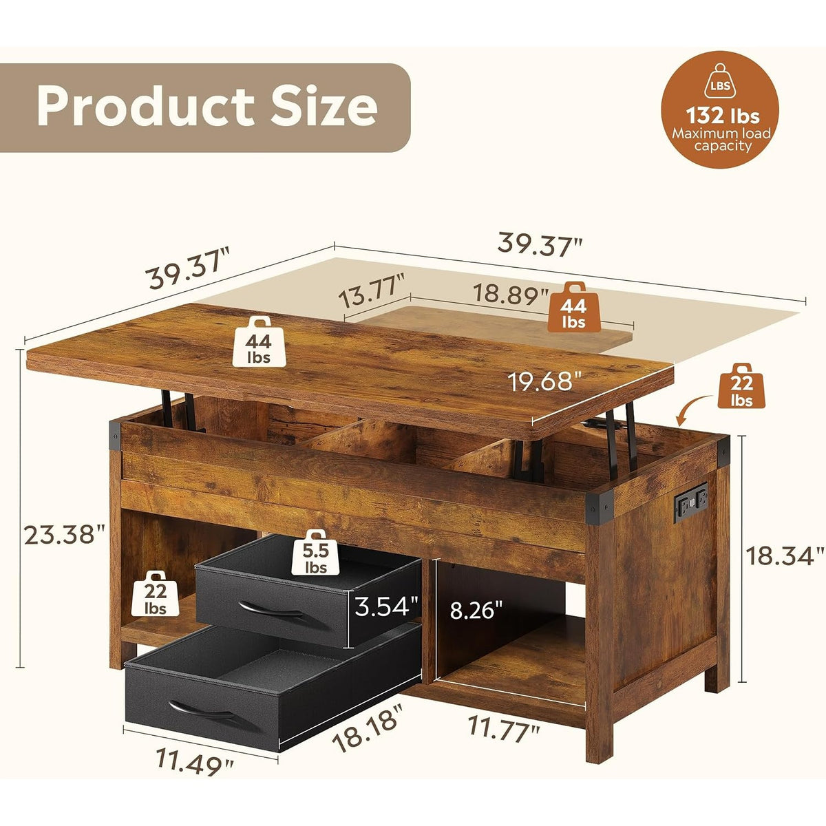 40 lift top coffee table 4in 1 coffee tables storage 2 - Temu