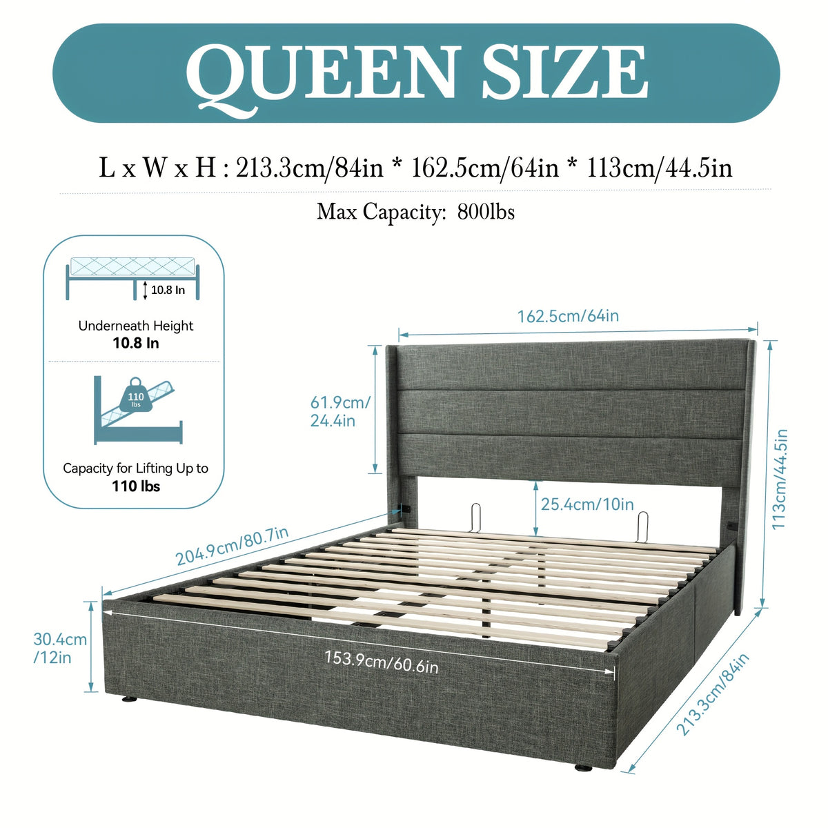 full queen king size lift storage upholstered - Temu