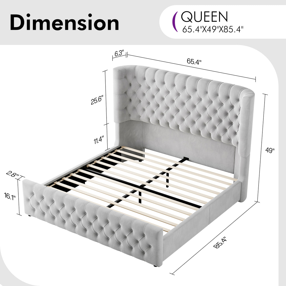 luxury upholstered platform bed frame 49 tall tufted - Temu