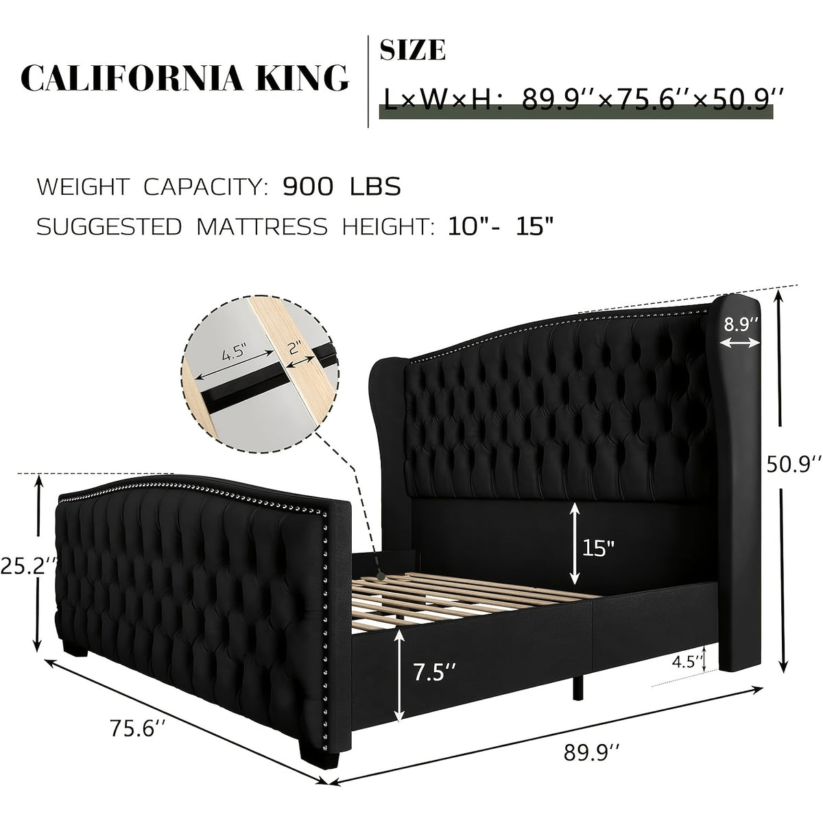 platform bed frame velvet upholstered bed deep button tufted - Temu
