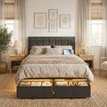 bed frame metal platform bed storage drawers led lighting - Temu