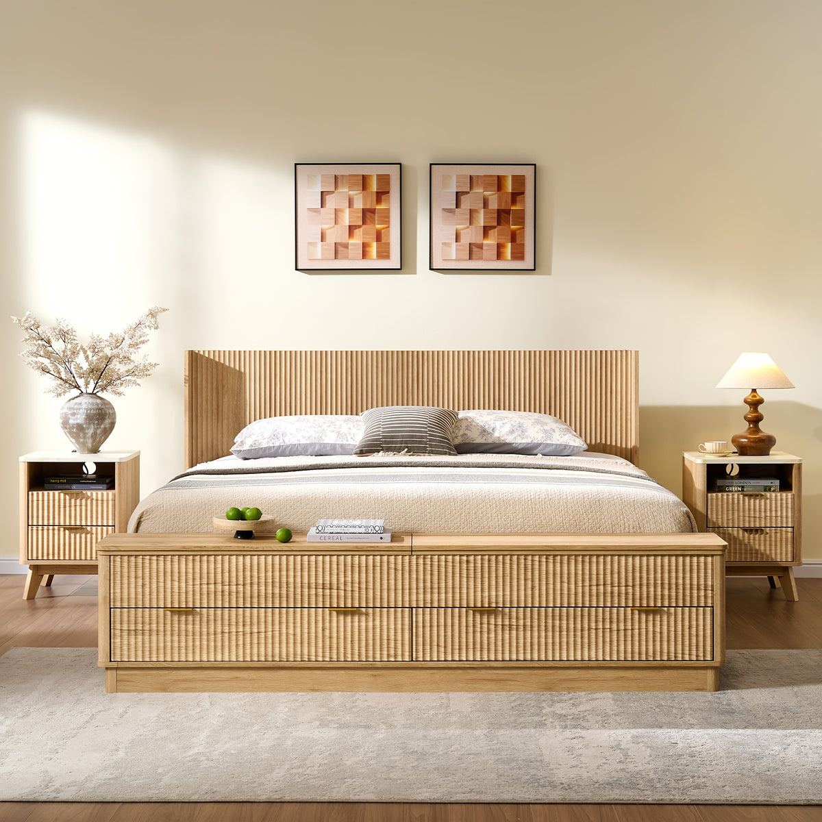 space saving upholstered platform bed in king queen sizes - Temu