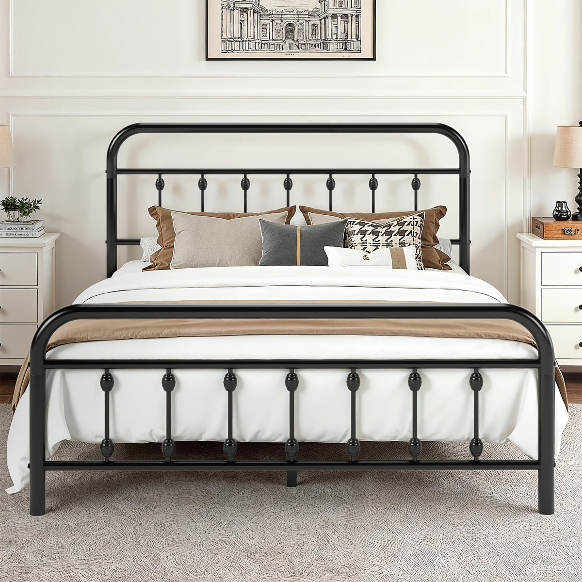 14 inch vintage metal bed frame iron headboard footboard - Temu