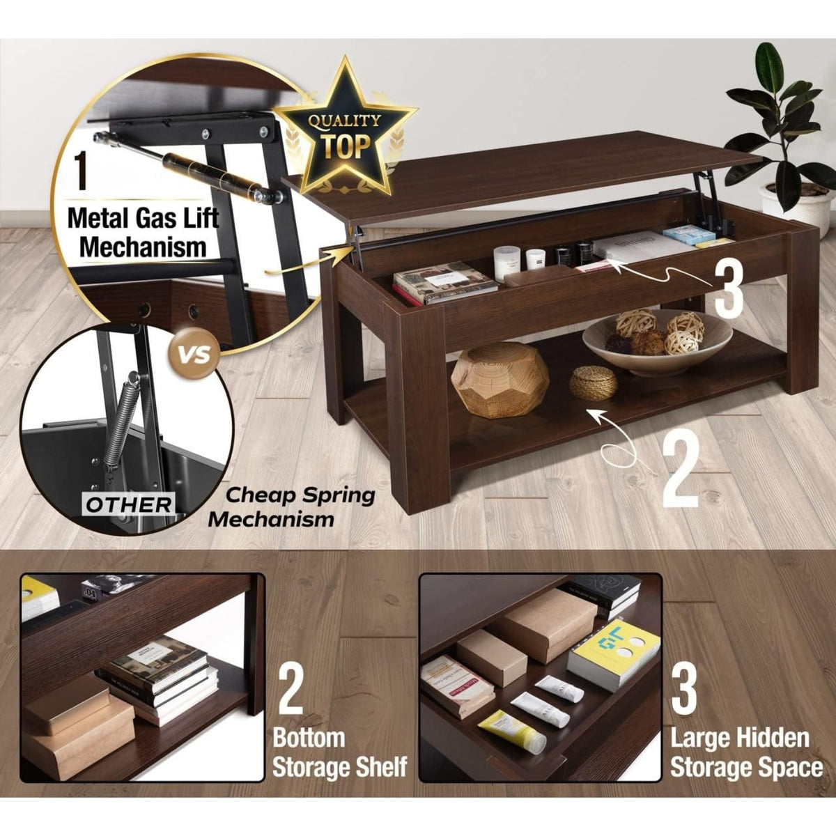 41 lift top coffee table hidden storage compartment rising - Temu