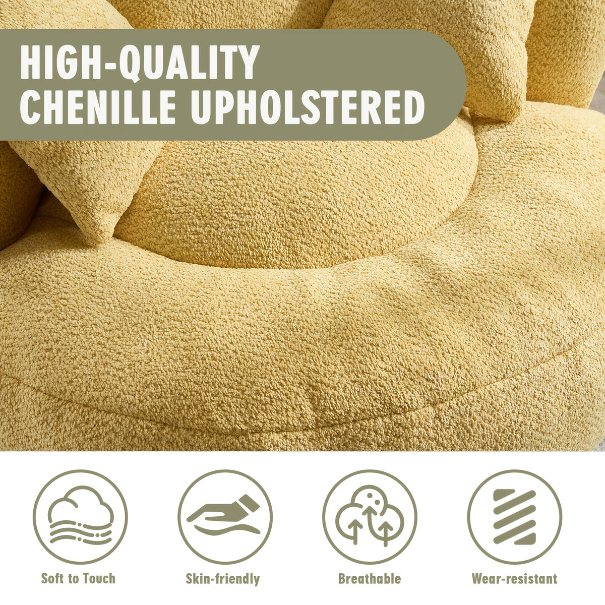 lazy sofa chenille durable   lounger high back bean - Temu