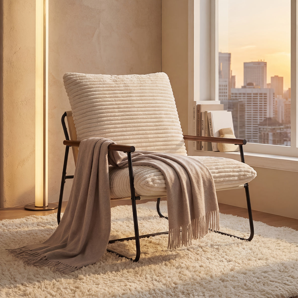 29 5in iron armchair padded cushion heavy duty metal accent - Temu