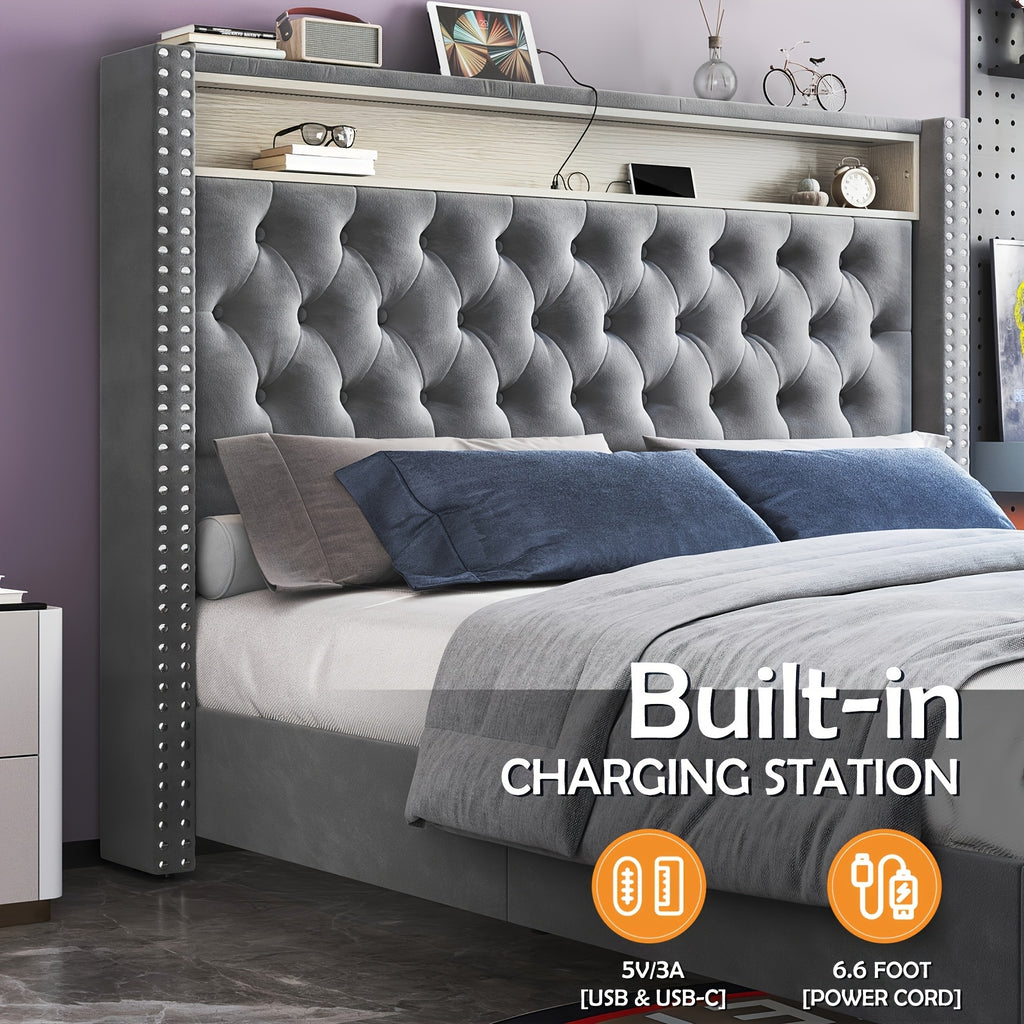 upholstered bed frame deep button tufted bed frame - Temu