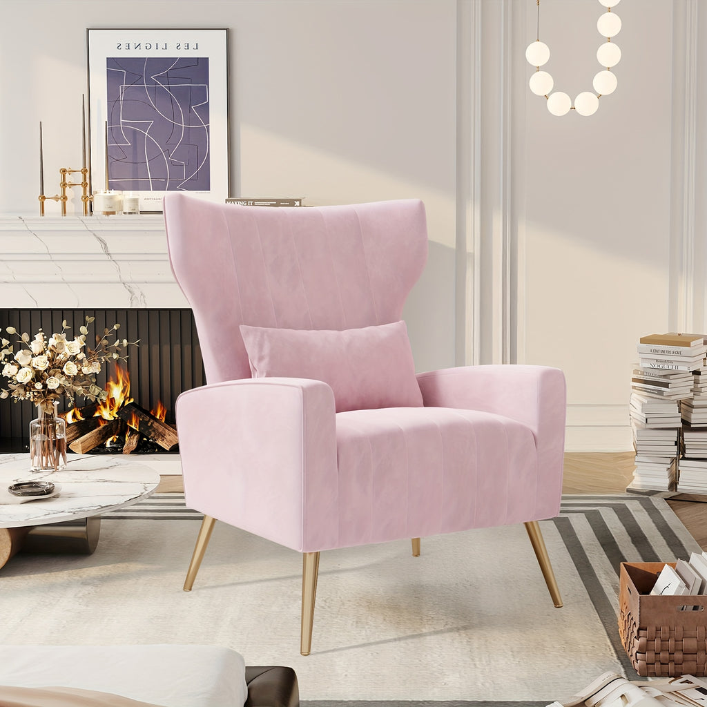 velvet accent chair wingback living room high back arm chair - Temu