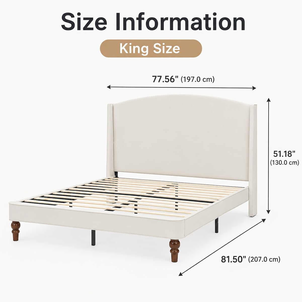 platform bed 51 2 tall wingback upholstered - Temu