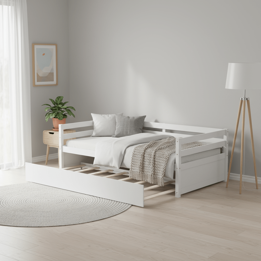 daybed trundle in wood twin size frame featuring pull - Temu